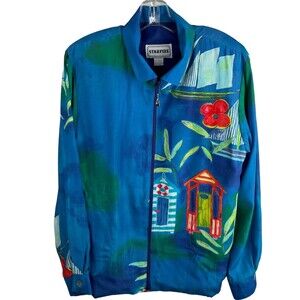 STARFIRE Women Blue Lightweight Jacket Windbreaker Vintage Made in USA, Size 10
